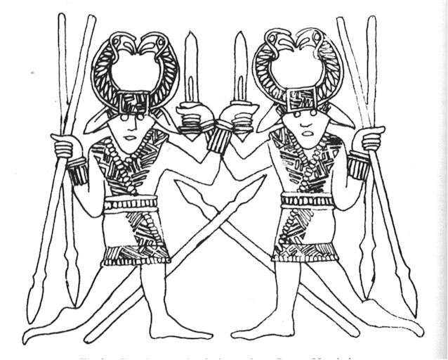 Anglo-Saxon dancing warriors plaque from Sutton Hoo helmet